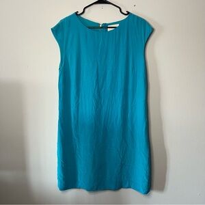 Cynthia Rowley Dress Women’s 12 Medium Blue 100% Silk Teal Turquoise Shift Lined